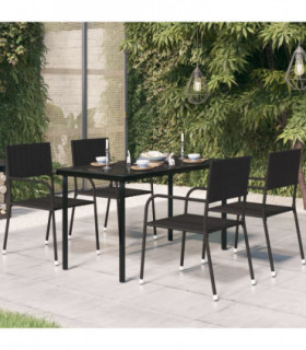 Garden Dining Table Black 140x70x74 cm Steel and Glass
