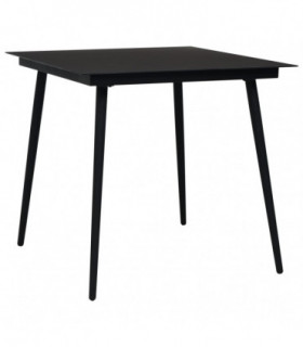 Garden Dining Table Black 80x80x74 cm Steel and Glass