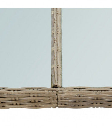 Garden Dining Table Brown 200x100x74 cm Glass and Poly Rattan