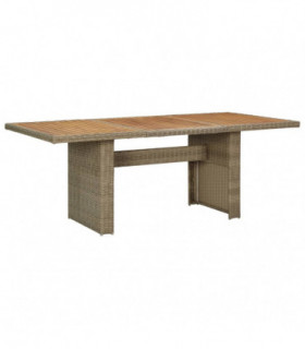 Garden Dining Table Brown 200x100x74 cm Poly Rattan