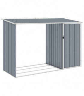 Garden Firewood Shed Grey 245x98x159 cm Galvanised Steel