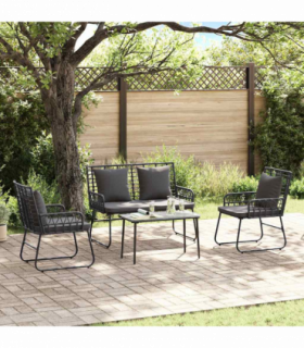 Garden Furniture Set with Cushion 4 pcs Black, Anthracite