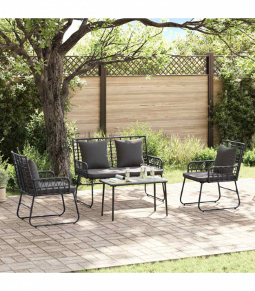 Garden Furniture Set with Cushion 4 pcs Black, Anthracite