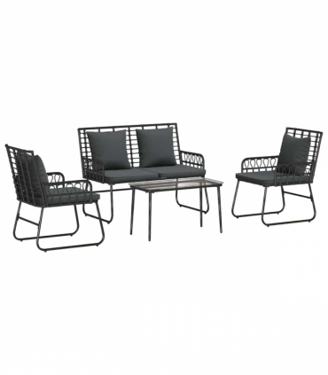 Garden Furniture Set with Cushion 4 pcs Black, Anthracite