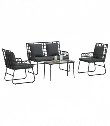 Garden Furniture Set with Cushion 4 pcs Black, Anthracite
