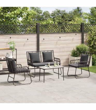 Garden Furniture Set with Cushion 4 pcs Black, Anthracite