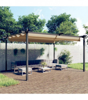 Garden Gazebo with Retractable Roof 4x3 m Taupe