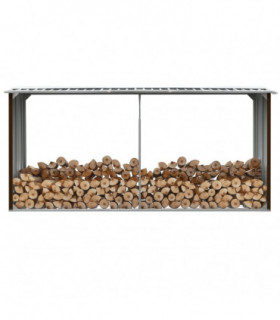 Garden Log Storage Shed Galvanised Steel 330x92x153 cm Brown