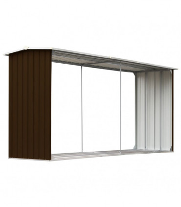 Garden Log Storage Shed Galvanised Steel 330x92x153 cm Brown