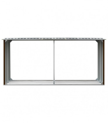 Garden Log Storage Shed Galvanised Steel 330x92x153 cm Brown