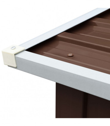 Garden Log Storage Shed Galvanised Steel 330x92x153 cm Brown