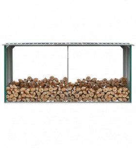 Garden Log Storage Shed Galvanised Steel 330x92x153 cm Green