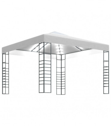 Garden Marquee with LED String Lights 3x3 m White