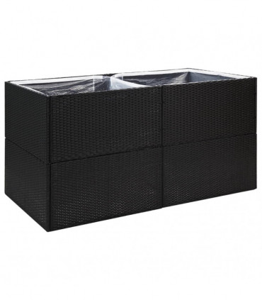Garden Planter Black 157x80x80 cm Poly Rattan