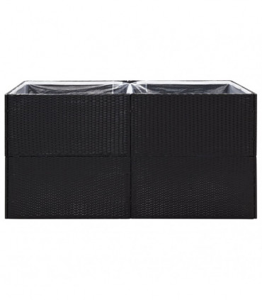 Garden Planter Black 157x80x80 cm Poly Rattan