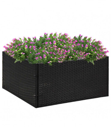 Garden Planter Black 80x80x40 cm Poly Rattan
