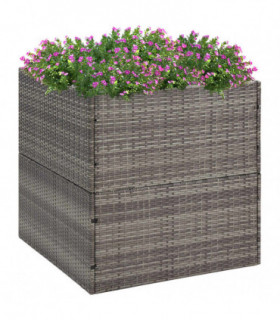 Garden Planter Grey 80x80x80 cm Poly Rattan