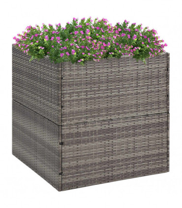 Garden Planter Grey 80x80x80 cm Poly Rattan