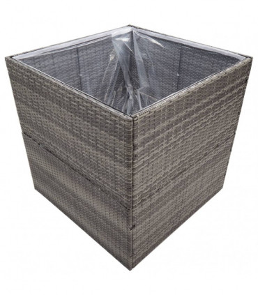 Garden Planter Grey 80x80x80 cm Poly Rattan