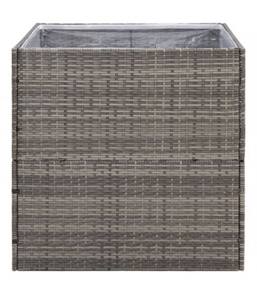 Garden Planter Grey 80x80x80 cm Poly Rattan