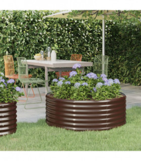 Garden Planter Powder-coated Steel 100x100x36 cm Brown