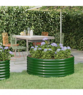Garden Planter Powder-coated Steel 100x100x36 cm Green