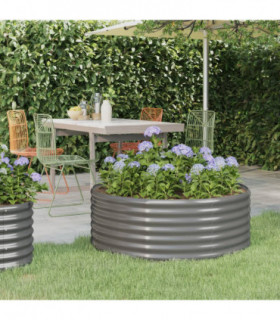 Garden Planter Powder-coated Steel 100x100x36 cm Grey