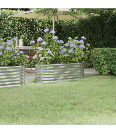 Garden Planter Powder-coated Steel 114x40x36 cm Silver