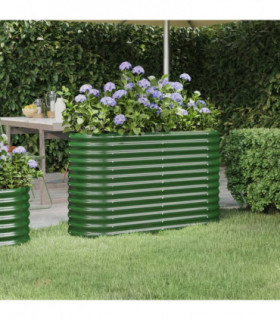 Garden Planter Powder-coated Steel 114x40x68 cm Green