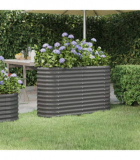 Garden Planter Powder-coated Steel 114x40x68 cm Grey