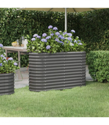 Garden Planter Powder-coated Steel 114x40x68 cm Grey