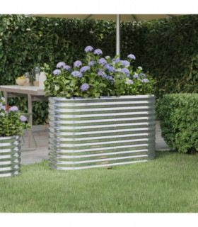 Garden Planter Powder-coated Steel 114x40x68 cm Silver
