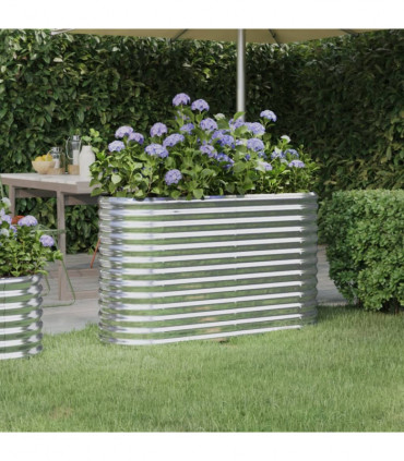 Garden Planter Powder-coated Steel 114x40x68 cm Silver