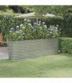 Garden Planter Powder-coated Steel 224x40x68 cm Silver