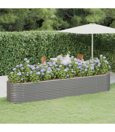Garden Planter Powder-coated Steel 368x80x68 cm Grey