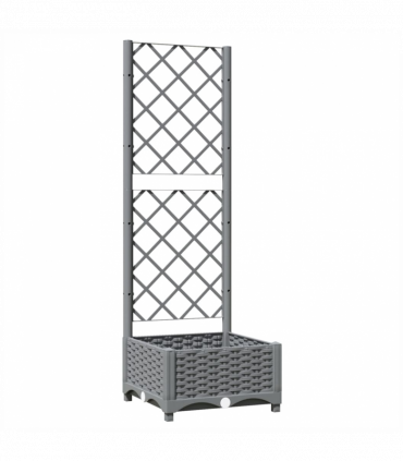 Garden Planter with Trellis Light Grey 40x40x121.5 cm PP