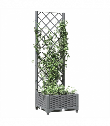 Garden Planter with Trellis Light Grey 40x40x121.5 cm PP