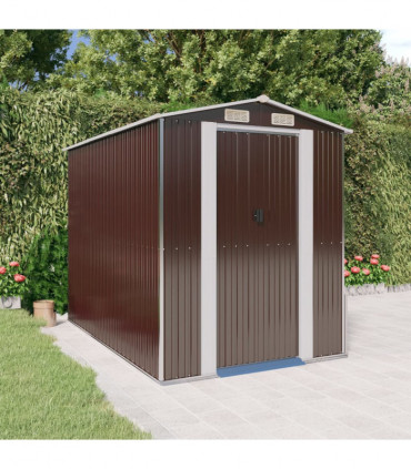 Garden Shed Dark Brown 192x274x223 cm Galvanised Steel