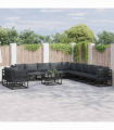 Garden Sofa Set with Cushion 12 pcs Black Aluminium