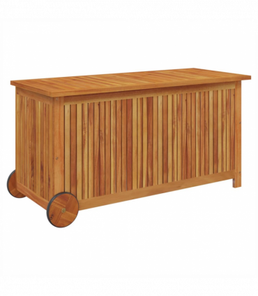Garden Storage Box with Wheels 113x50x58 cm Solid Wood Acacia