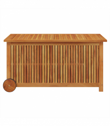 Garden Storage Box with Wheels 113x50x58 cm Solid Wood Acacia