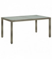 Garden Table 150x90x75 cm Tempered Glass and Poly Rattan Grey
