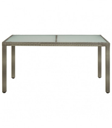Garden Table 150x90x75 cm Tempered Glass and Poly Rattan Grey
