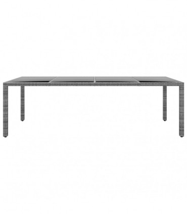 Garden Table 250x100x75 cm Tempered Glass and Poly Rattan Grey