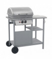 Gas BBQ Grill with 3-layer Side Table Black and Silver