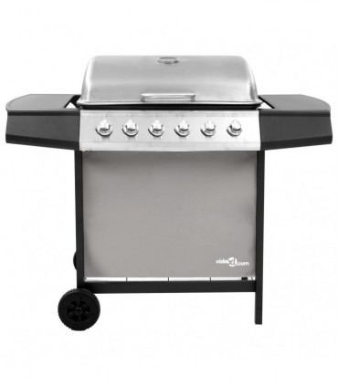 Gas BBQ Grill with 6 Burners Black and Silver (FR/BE/IT/UK/NL only)