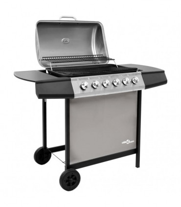 Gas BBQ Grill with 6 Burners Black and Silver (FR/BE/IT/UK/NL only)