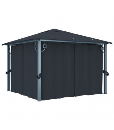 Gazebo with Curtain 300x300 cm Anthracite Aluminium