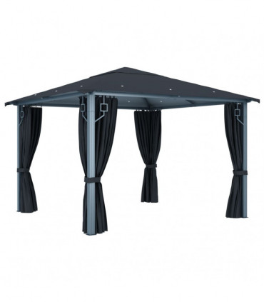 Gazebo with Curtain 300x300 cm Anthracite Aluminium