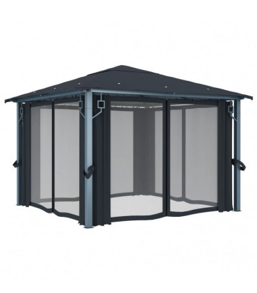 Gazebo with Curtain 300x300 cm Anthracite Aluminium